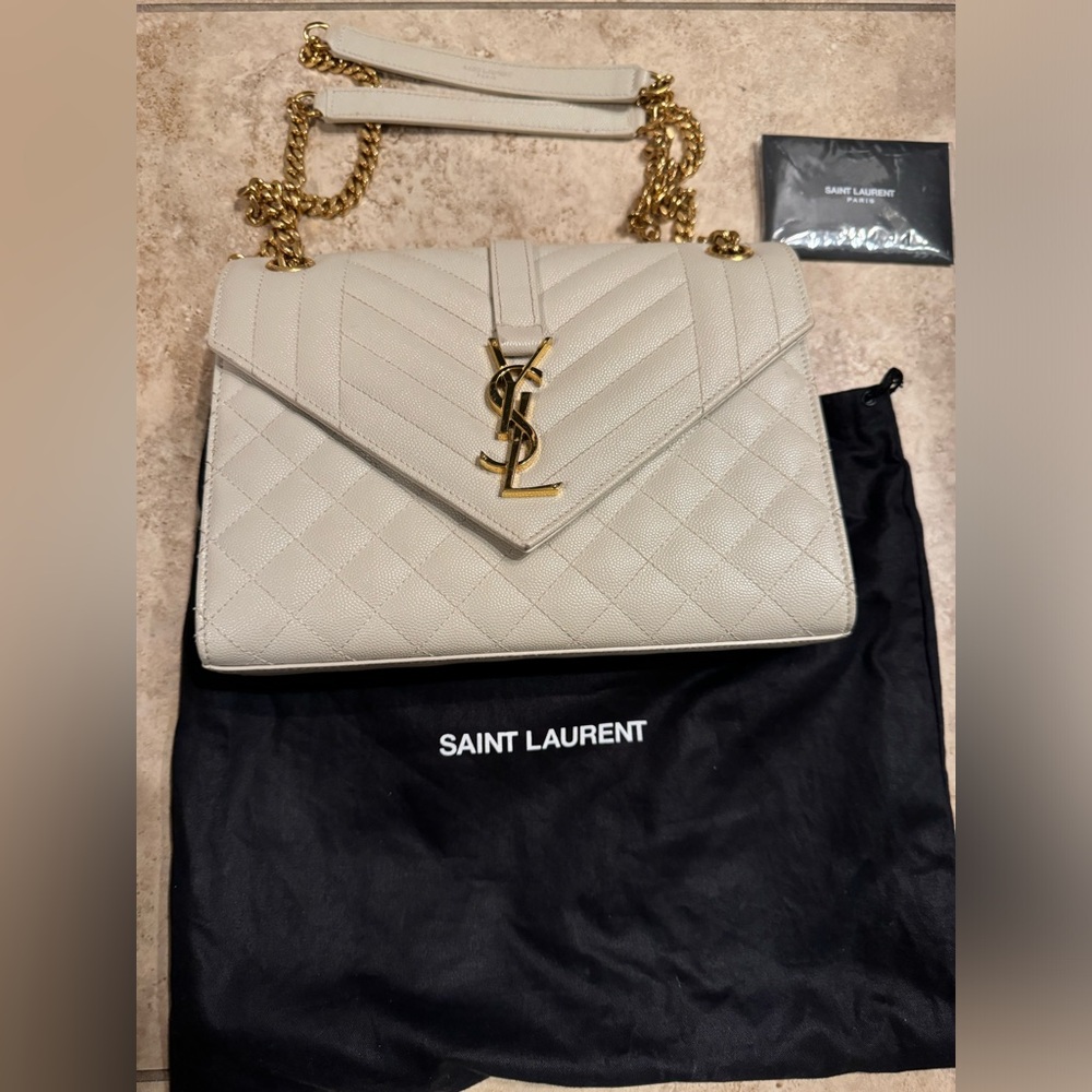 Saint Laurent medium envelope bag - cream
